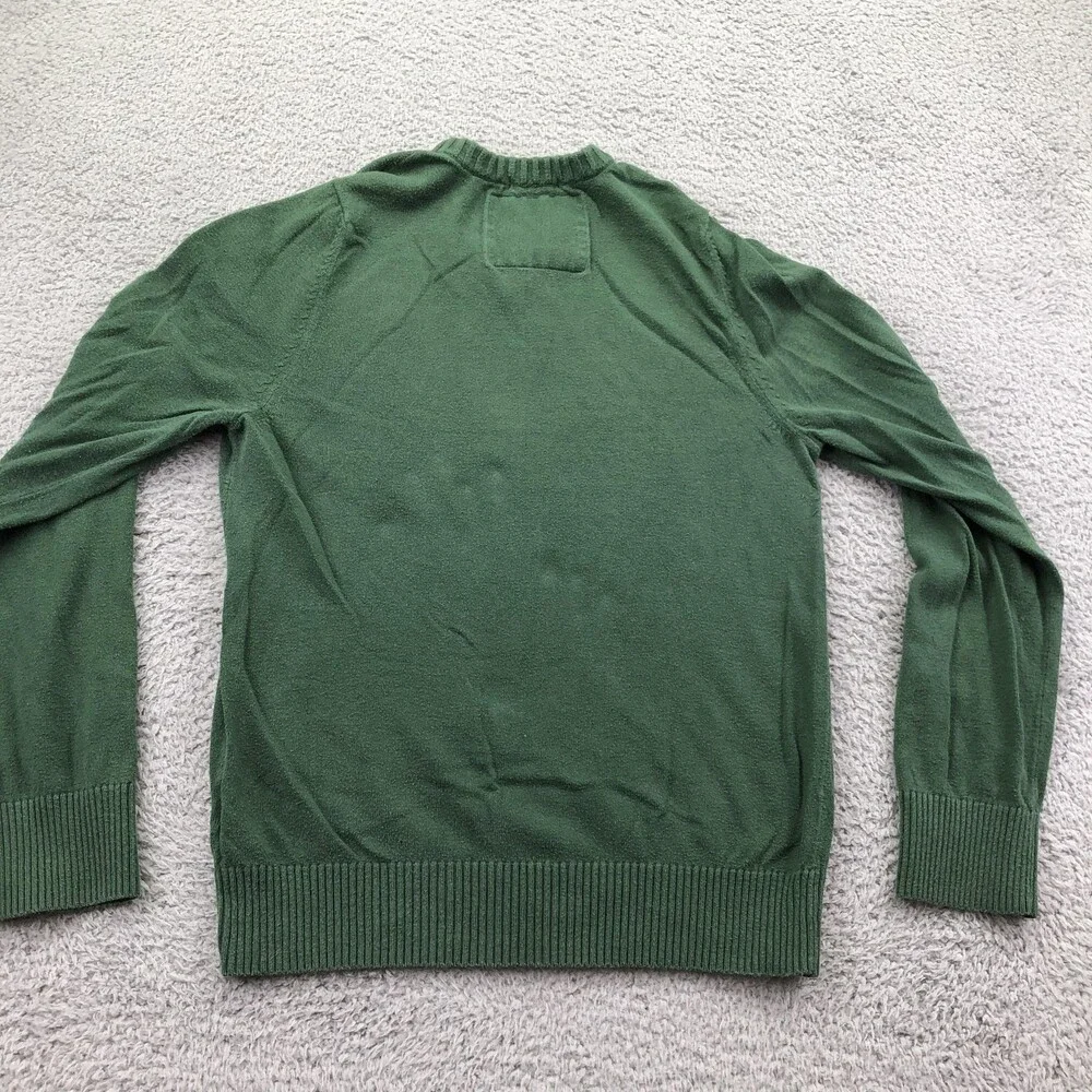 Abercrombie & Fitch Sweater Mens XL Green V Neck Knit Pullover Moose Logo